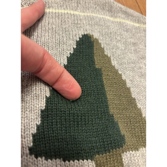 STAUD Cabin Intarsia Sweater Wool Blend Forest Window Tree Outdoors Knit Crew S - Picture 2 of 8